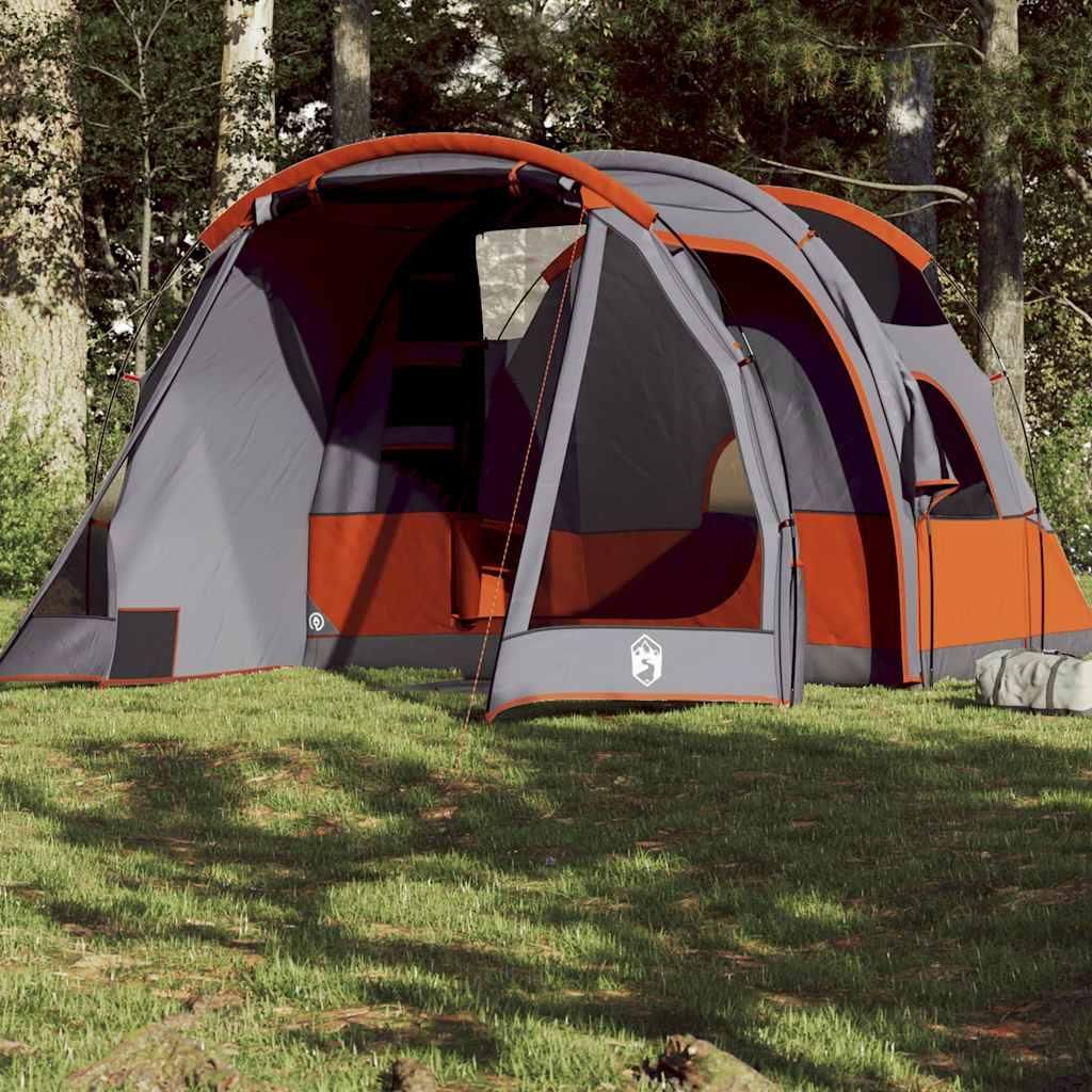 vidaXL Tente tunnel 4 personnes grise et orange étanche à Image du produit 