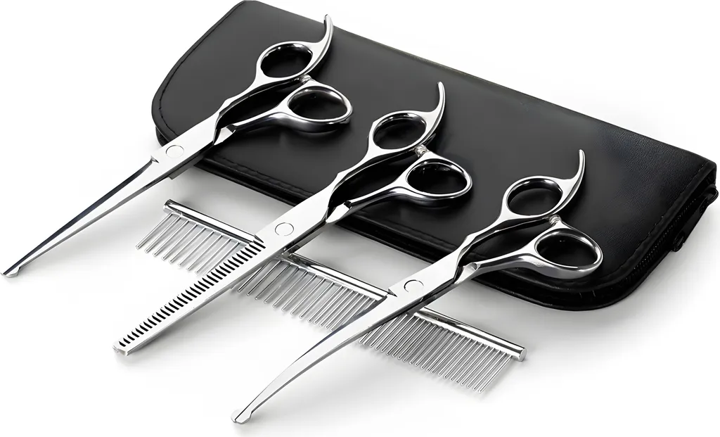 Ciseaux à fourrure Retoo pour chiens et chats - Kit acier inox durable