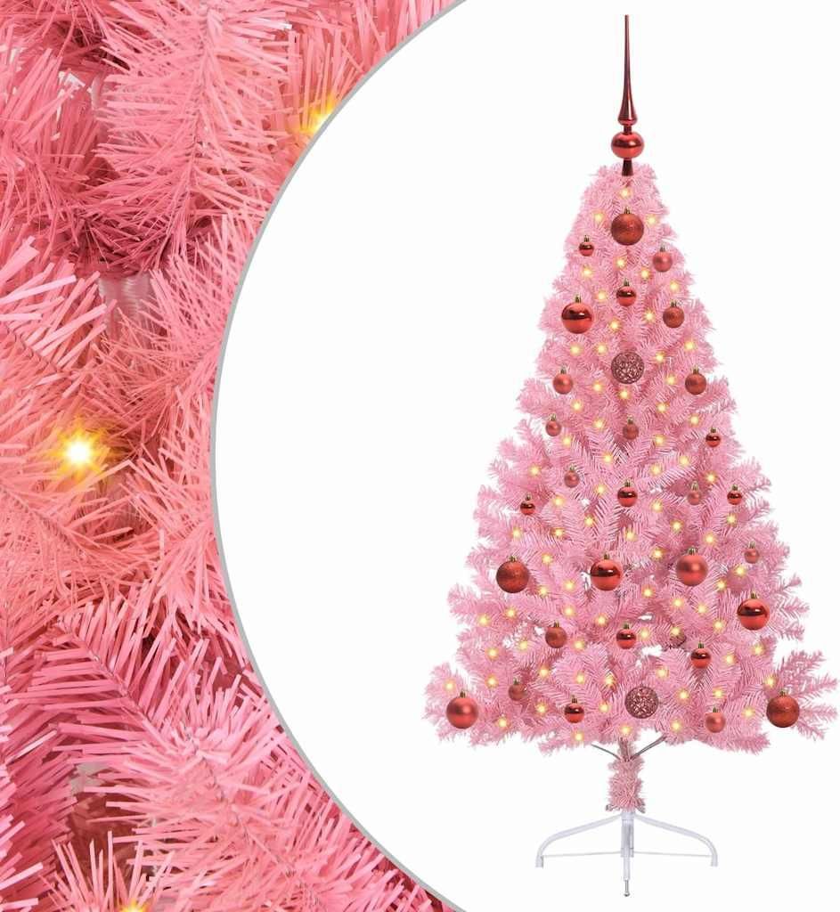 vidaXL Künstlicher vorbeleuchteter Weihnachtsbaum Rosa 120 cm PVC