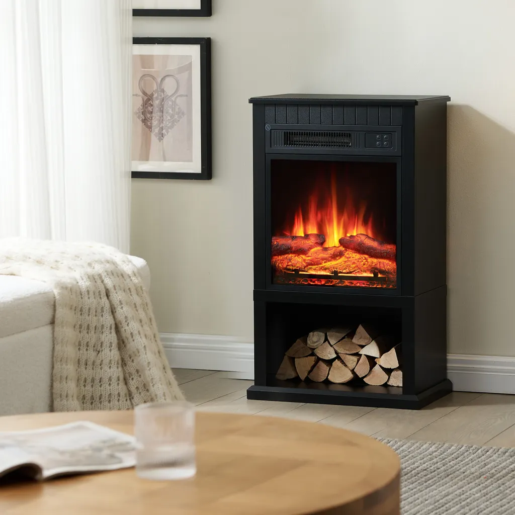 Cheminée électrique BALDERIA Ember - Chauffage sans conduit noir mat