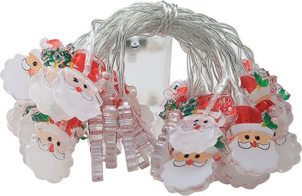 LED-Weihnachtslichterkette mit Weihnachtsmann und Schneemann, batteriebetrieben, Fenstergirlande, Weihnachtsdekoration, Party- und Silvesterdekoration
