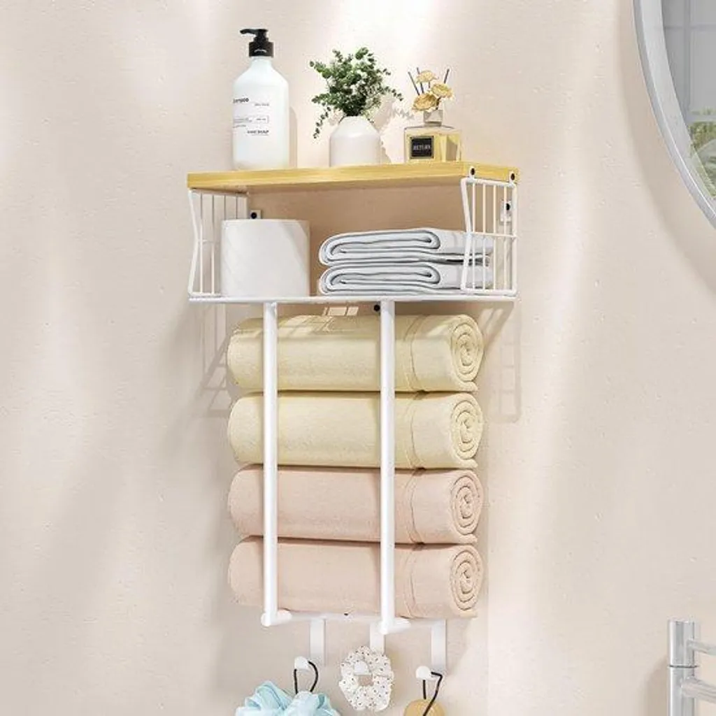Porte-serviettes mural blanc sans perçage pour éviter les trous