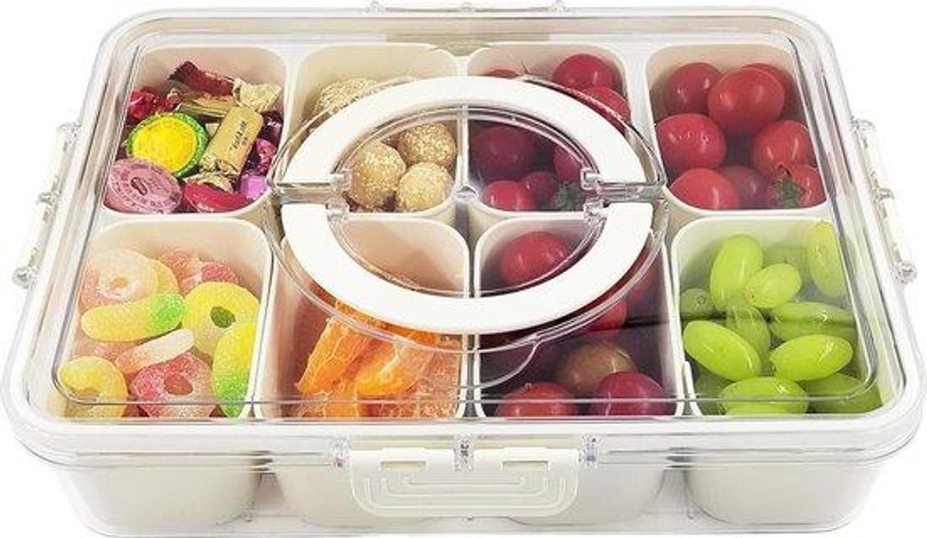 Vielseitige Snackbox mit Deckel und Fächern, Plastik, Essensbehälter