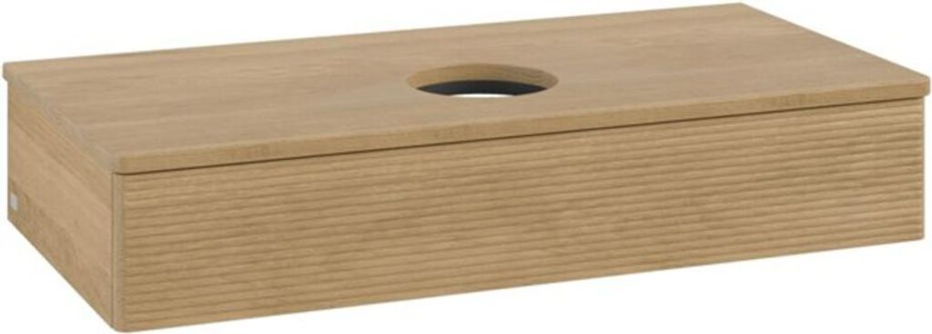 V&B Waschtischunterschrank mit Frontstruktur, mit Beleuchtung Antao 100x19x50cm, WBP-farbe hon. Oa, hon. oak