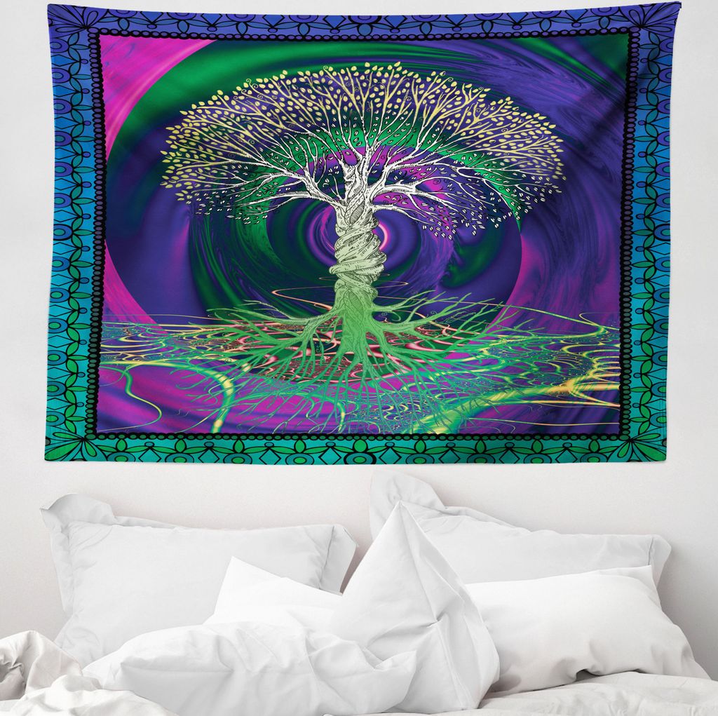 ABAKUHAUS Psychedelisch Wandteppich, Digitale Psychedelische Kunst aus Weiches Mikrofaser Stoff Waschbar ohne Verblassen Digitaldruck, 150 x 110 cm...