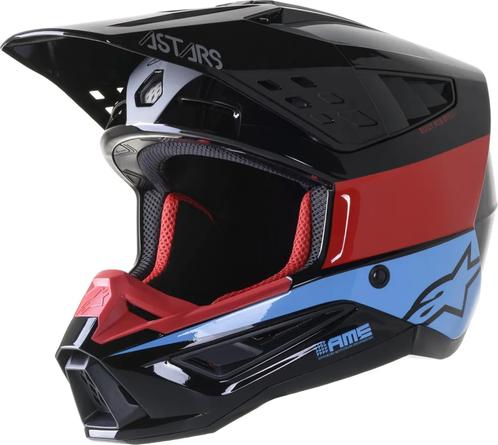 Casque S-M5 Bond Alpinestars Noir et Bleu Azur Brillant - Confort XL