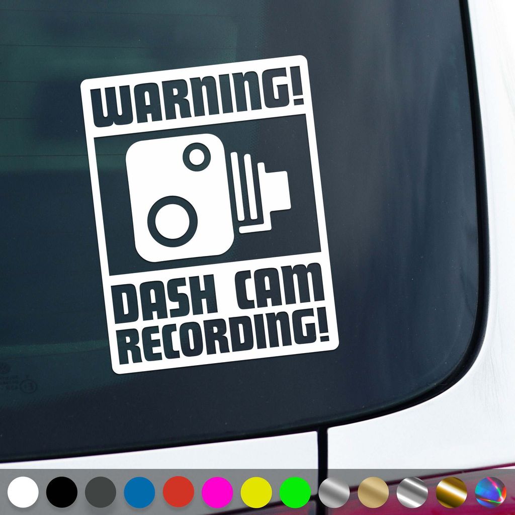 PantherPixel Dash Cam Aufkleber Warnung Kamera Videoufnahme Sticker Auto Geschenkidee Farbe Weiss