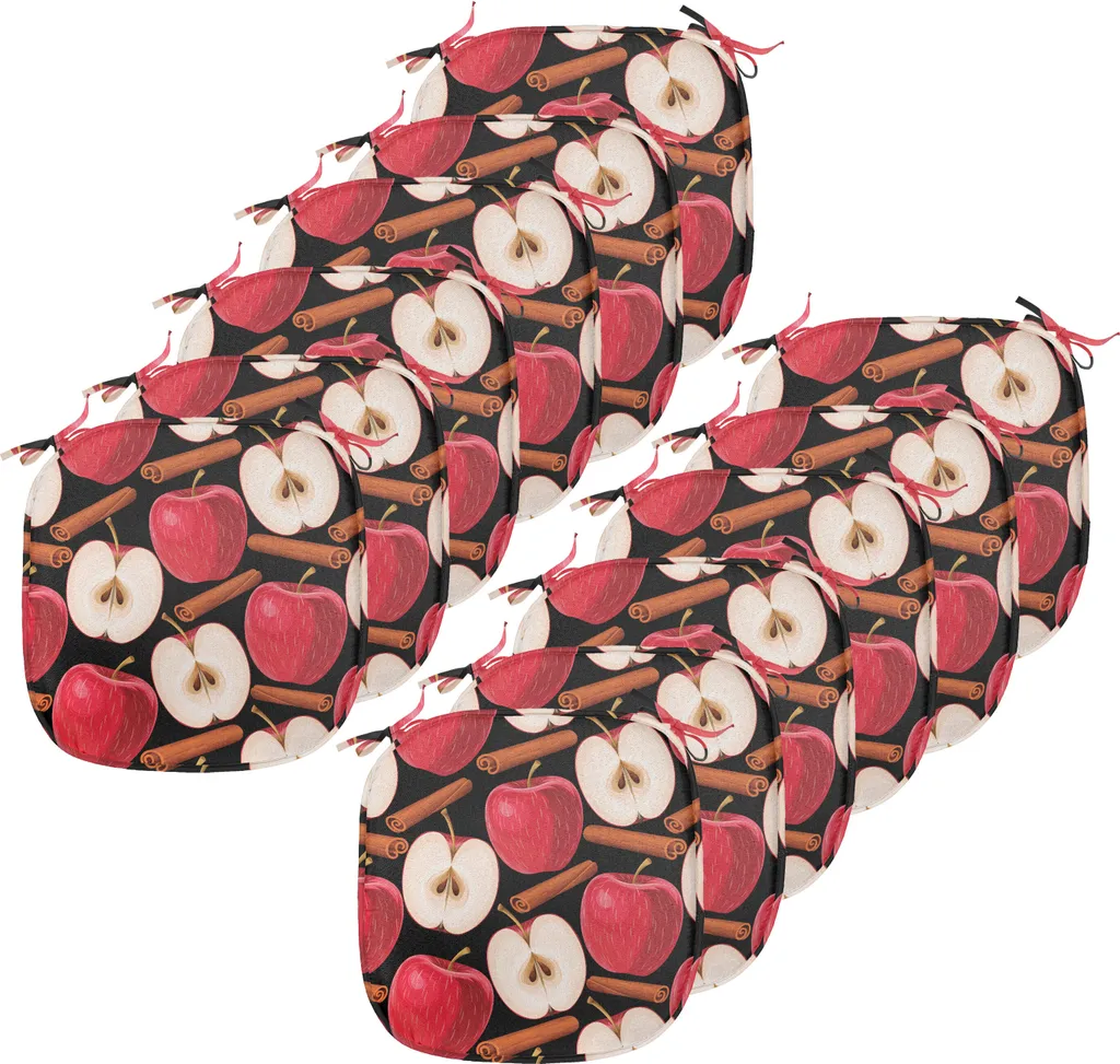 ABAKUHAUS Imbottitura per sedie da sala da pranzo, frutta con bastoncini di cannella, cuscino decorativo impermeabile con cinturini per sedie da cucina, 40 cm x 40 cm - confezione da 12, Cinnamon Red Creme