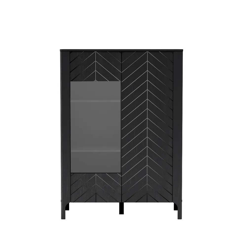 Meuble vitrine d'exposition noir MONZA MINIO 103 cm pour salle à manger