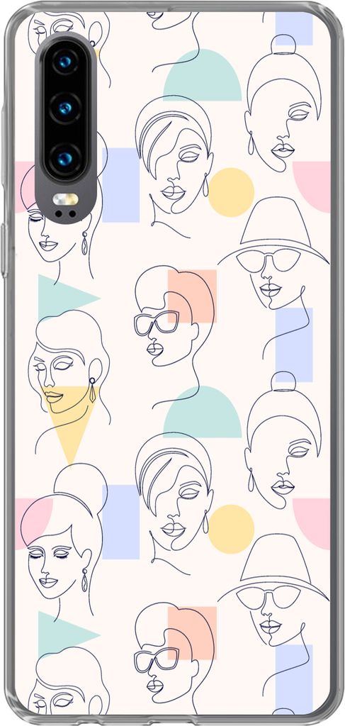 MuchoWow Handyhülle Schutzhülle Hülle für Telefoonhoesje Huawei P30 Mädchen - Frauen - Muster - Pastell - Mädchen - Kinder - Kind - Kind Si...