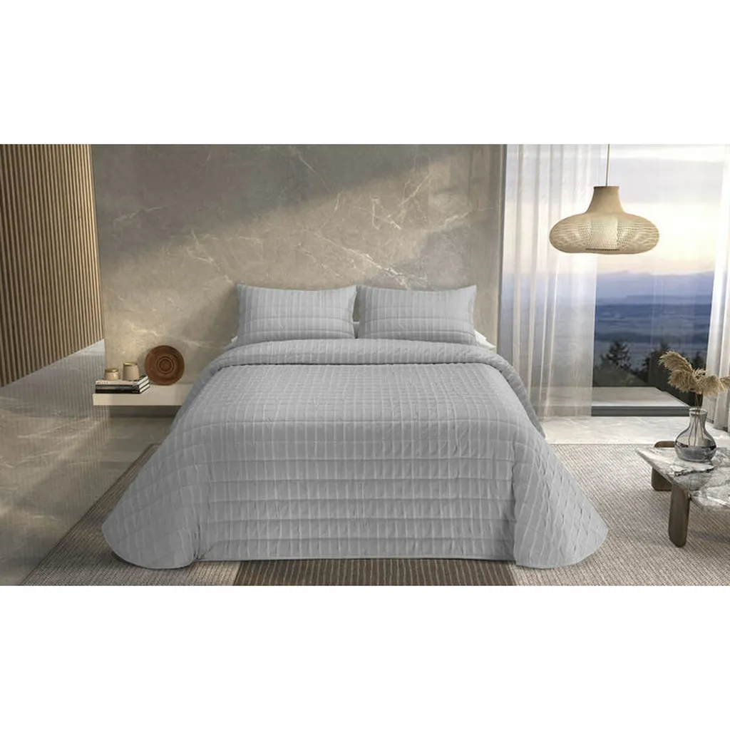 Équipement Lit 90 cm Pierre Cardin - Couette Vagues Gris Perle 2 Pcs