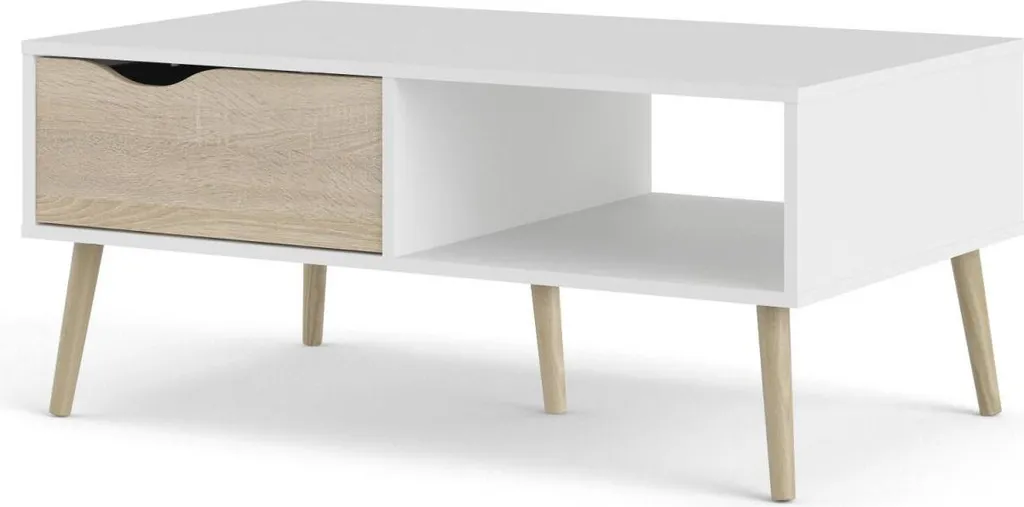Tavolino da Salotto OSLO Bianco / Rovere | Tavolo TV Salvaspazio - 3