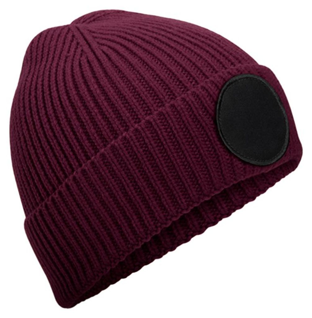 Beechfield - Mütze Runder Aufnäher LT940 (Einheitsgröße) (Burgunderrot/Schwarz)