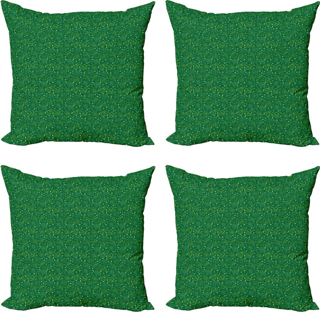 ABAKUHAUS Botanisch Kissenbezug Set (4 Stück), Strudel-Blumen-Natur-Kunst, Moderner Doppelseitiger Digitaldruck, 40 cm x 40 cm, Yellow Forest Green