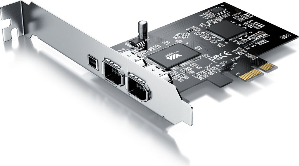 CSL PCI Firewire Karte Erweiterungskarte - PCI-E - 3 Anschlüsse - 1394a 1394b -Controller-Karte - 2 x 6 Pin und 1 x 4 Pin für Desktop-PC