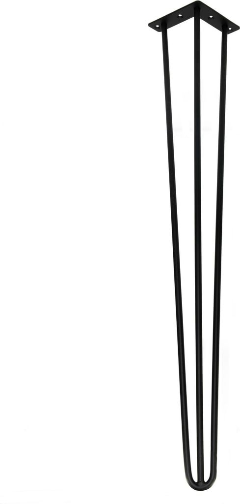 Hairpin Tischbein Schwarz Matt 71 cm - Metallmöbelbeine im Loft-Stil für industrielle Tischgestaltungen, geeignet für Couchtische aus Holz.