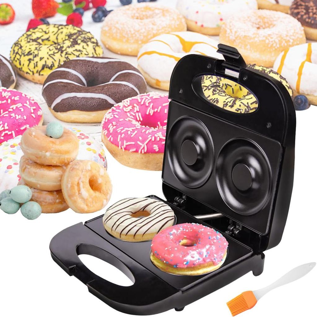 Noonedibs Elektrischer Donut-Maker für 2 große Donuts, Noonedibs, Donuts mit 10 cm Durchmesser, schnell und lecker, Edelstahl, Antihaftbeschichtu...