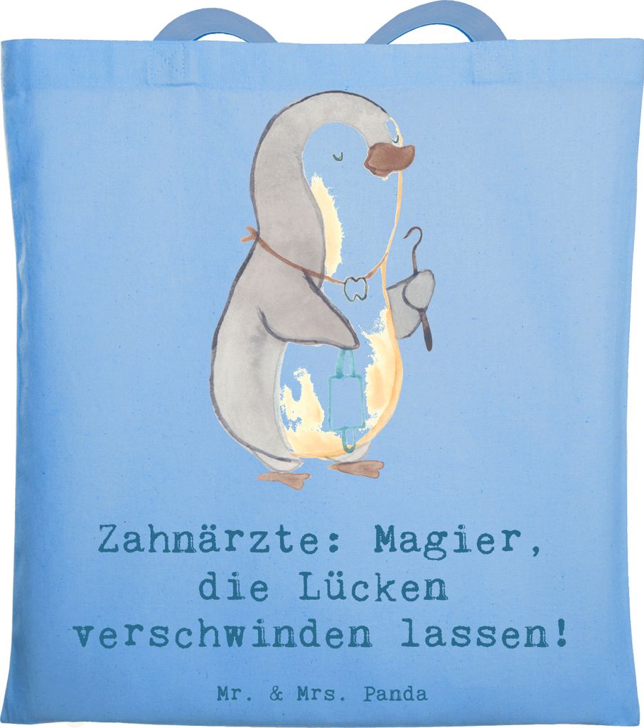 Mr. & Mrs. Panda Beutel Zahnarzt Magier - Sky Blue - Geschenk, Zahnmedizin, Berufe, Jutebeutel, Wertschätzung, Tasche, Beruf, Geschenke für Beruf...