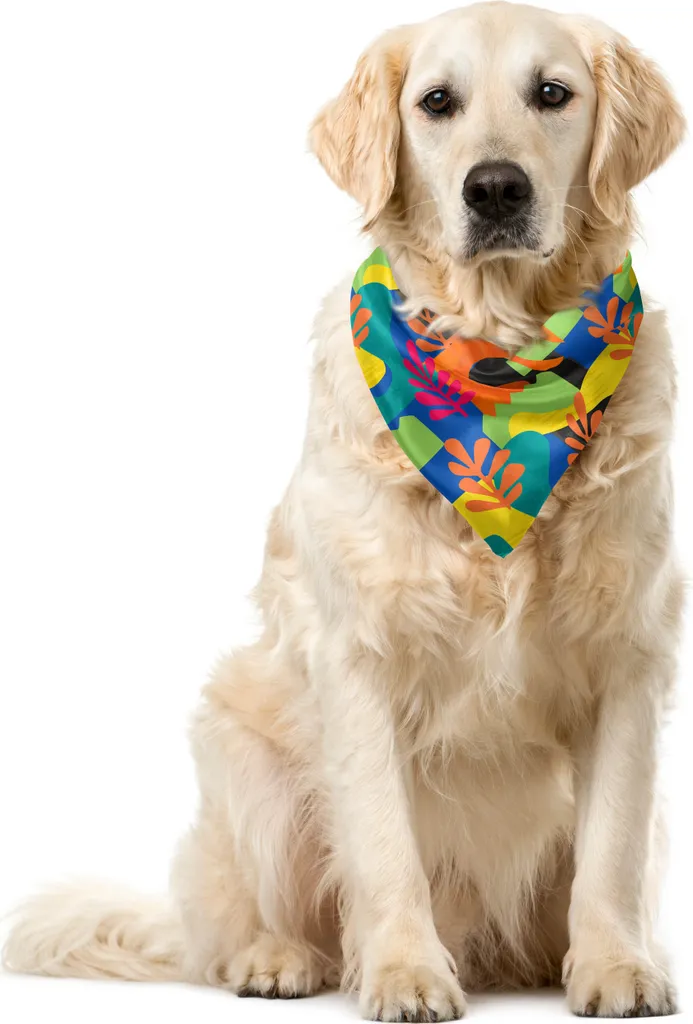 ABAKUHAUS Bandana colorata per animali domestici, motivo a foglie ricurve, 40x40 cm, multicolore