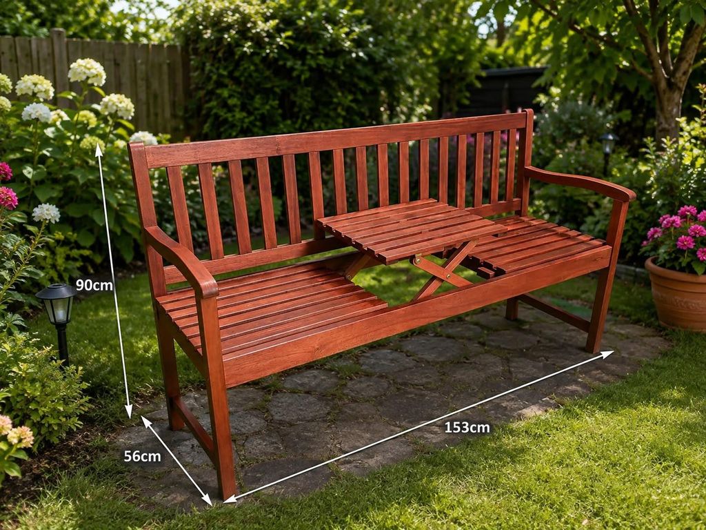 Gartenbank mit Tisch aus Akazienholz Produktbild 