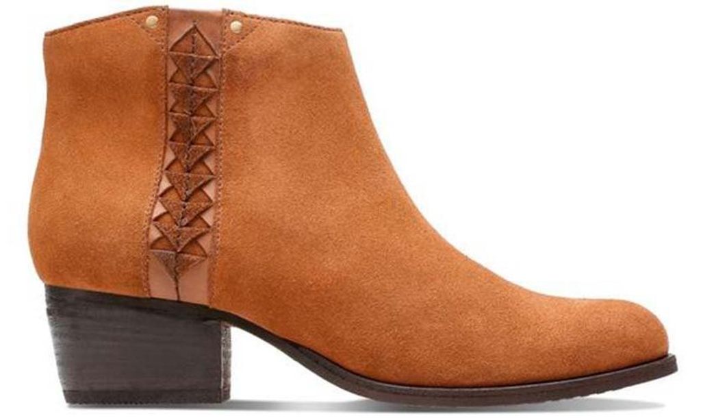 Clarks Women's Maypearl Fawn braune Lederstiefel mit Reißverschluss 35,5
