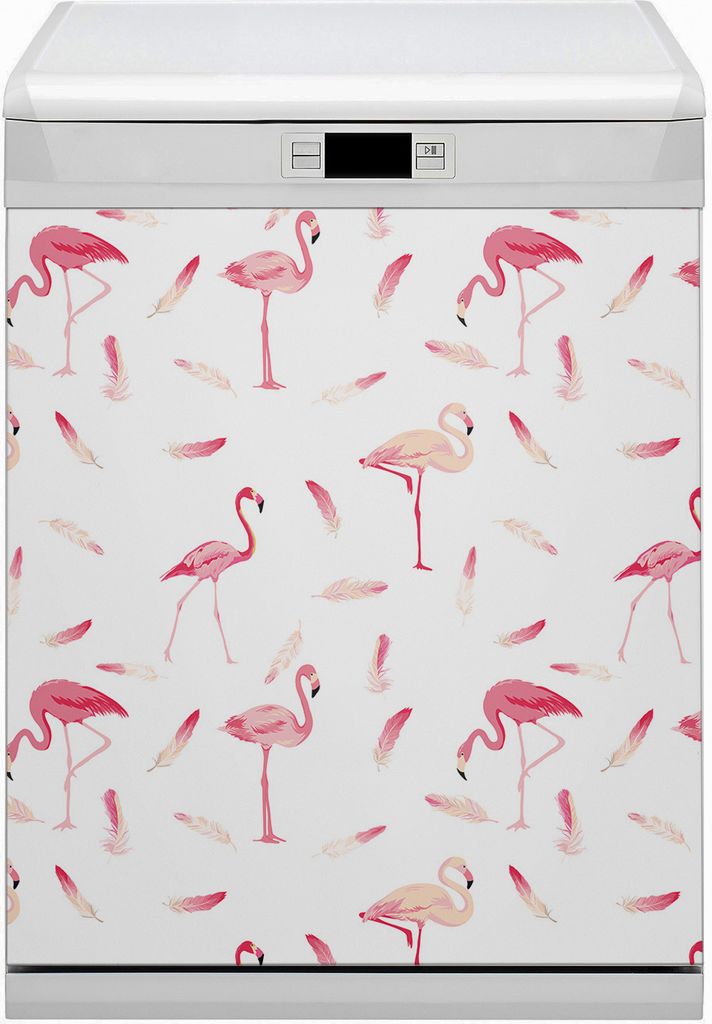 Dekorative Magnetmatte Küche Geschirrspüle 60x70 cm Magnet für Spülmaschine - Flamingo Flamingo