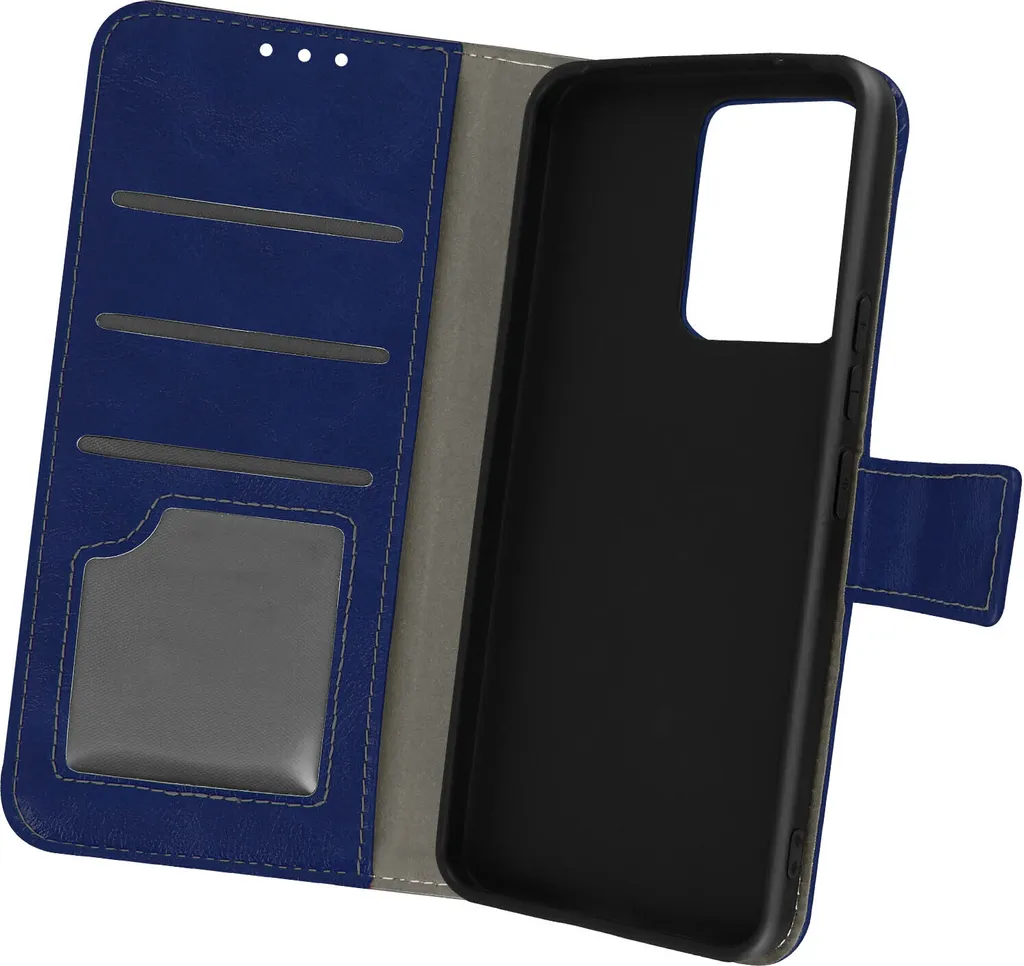 Avizar, Vivo V23 5G retro cover in ecopelle, custodia effetto scamosciato, blu