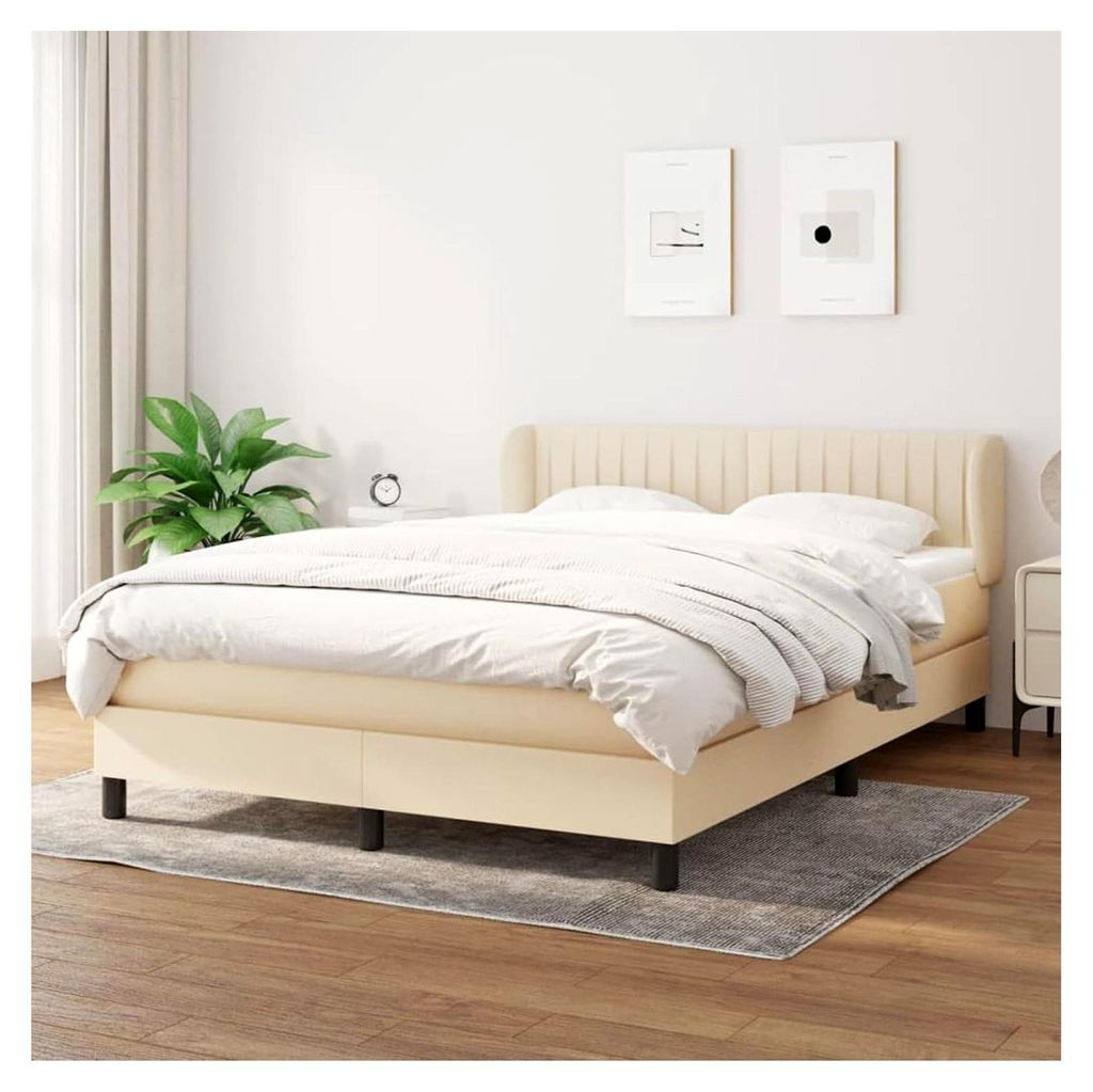 Boxspringbett Creme 203x147x78/88cm mit Einzeltaschenfederkernmatratze - ideal für Rücken- und Bauchschläfer