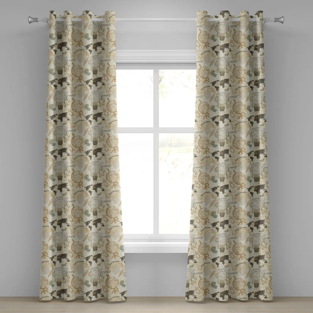 Set 2 Tende ABAKUHAUS Mappa Antica 280x260 | Beige Verde Oliva Sale
