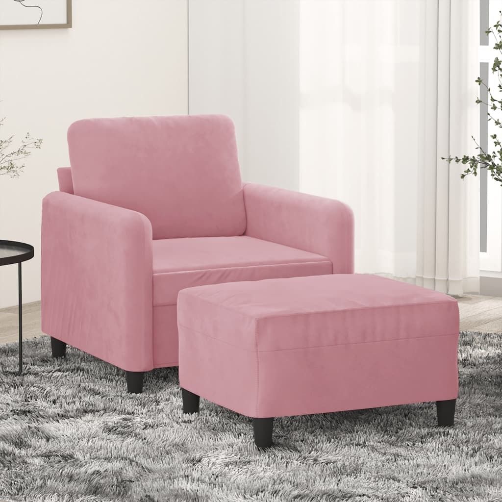 "2026 Promotion" Sessel mit Hocker - Couch Wohnzimmer - Rosa 60 cm Samt - Klassische Sofas C167