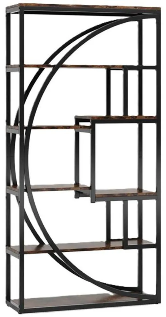 Grande Bibliothèque Industrielle en Bois et Métal Noir 185 cm HOGA