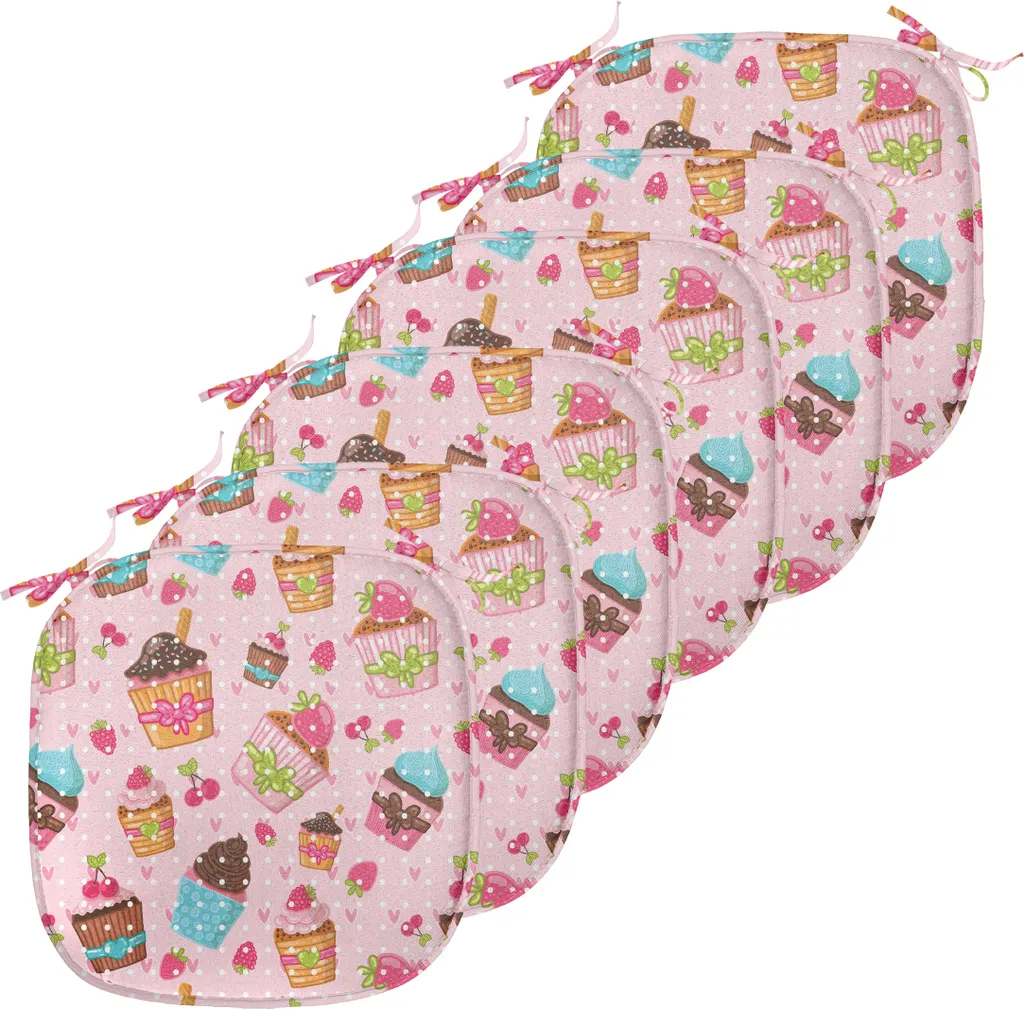 Galettes de Chaise Imperméables 40x40 cm Lot de 6 pour Cuisine Rose