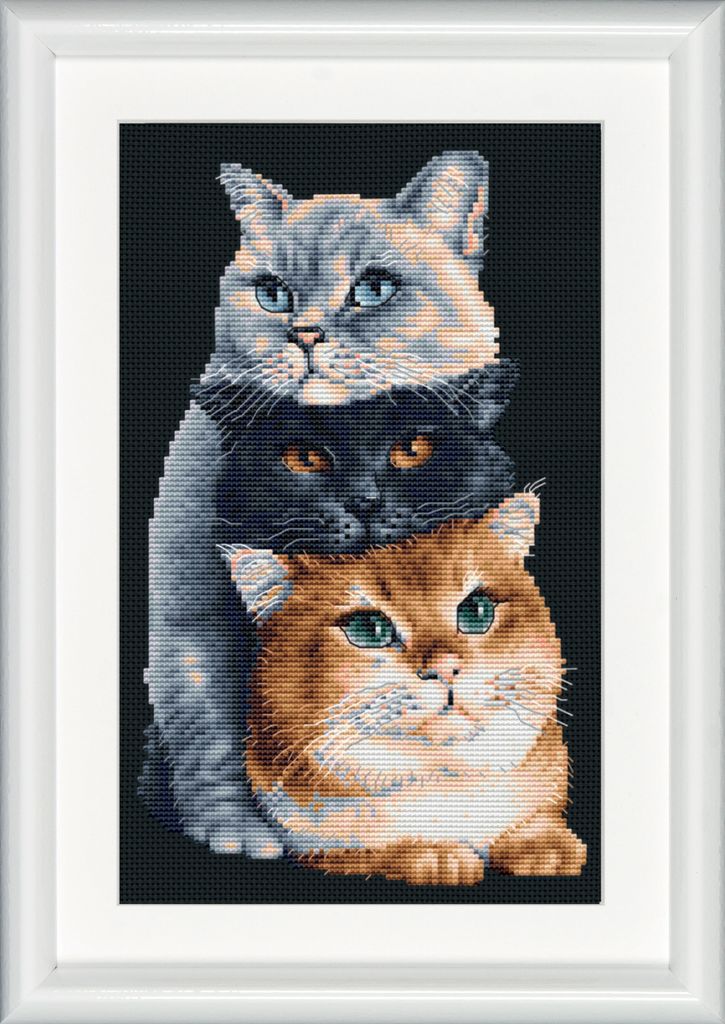 Bausatz punto croce Dutch Stitch Brothers "Tre Gatti Aida Nera", 18x26cm