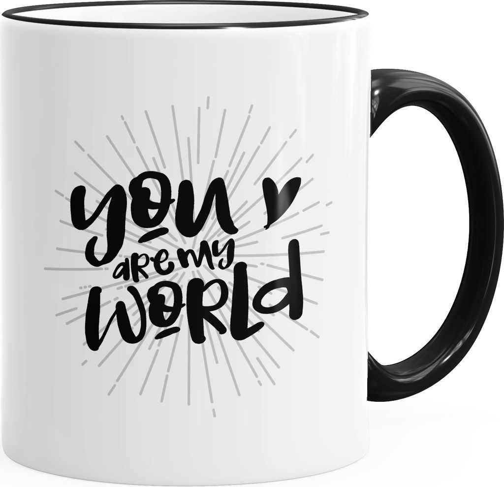 Geschenk-Tasse Liebe Your are my World Du bist meine Welt Valentinstag Freund Freundin Mann Frau Kaffeetasse Teetasse Keramiktasse MoonWorks schw...