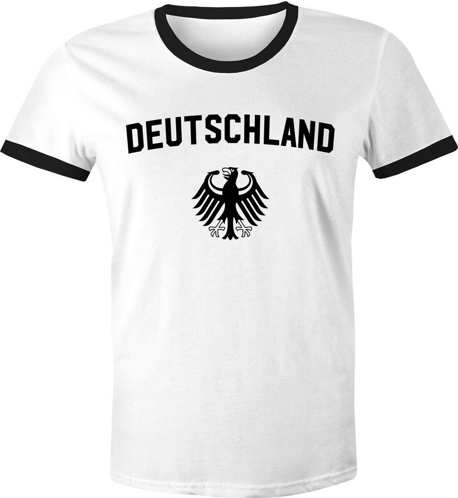 WM Shirt 2018 Fußball Deutschland Adler Wappen Herren Retro MoonWorks weiß-schwarz S