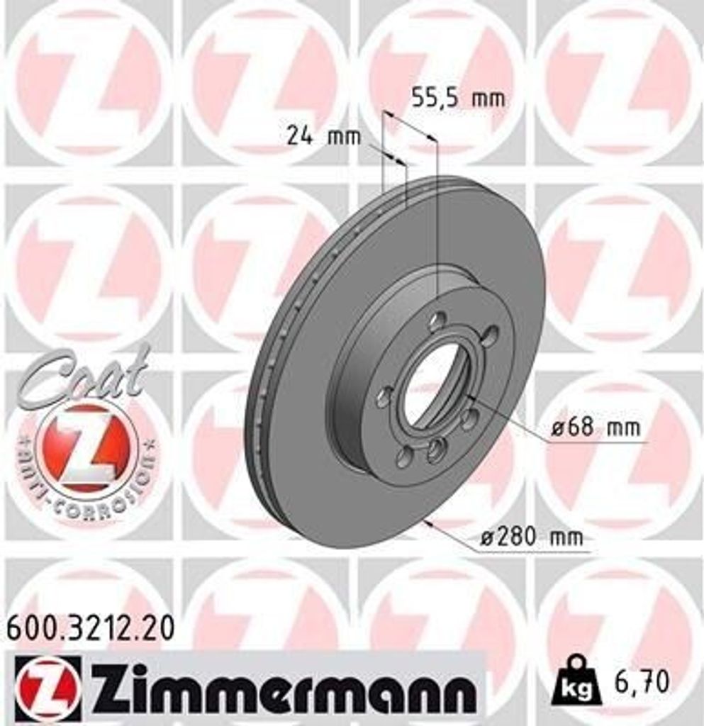 ZIMMERMANN 600.3212.20 - Bremsscheibe für T4