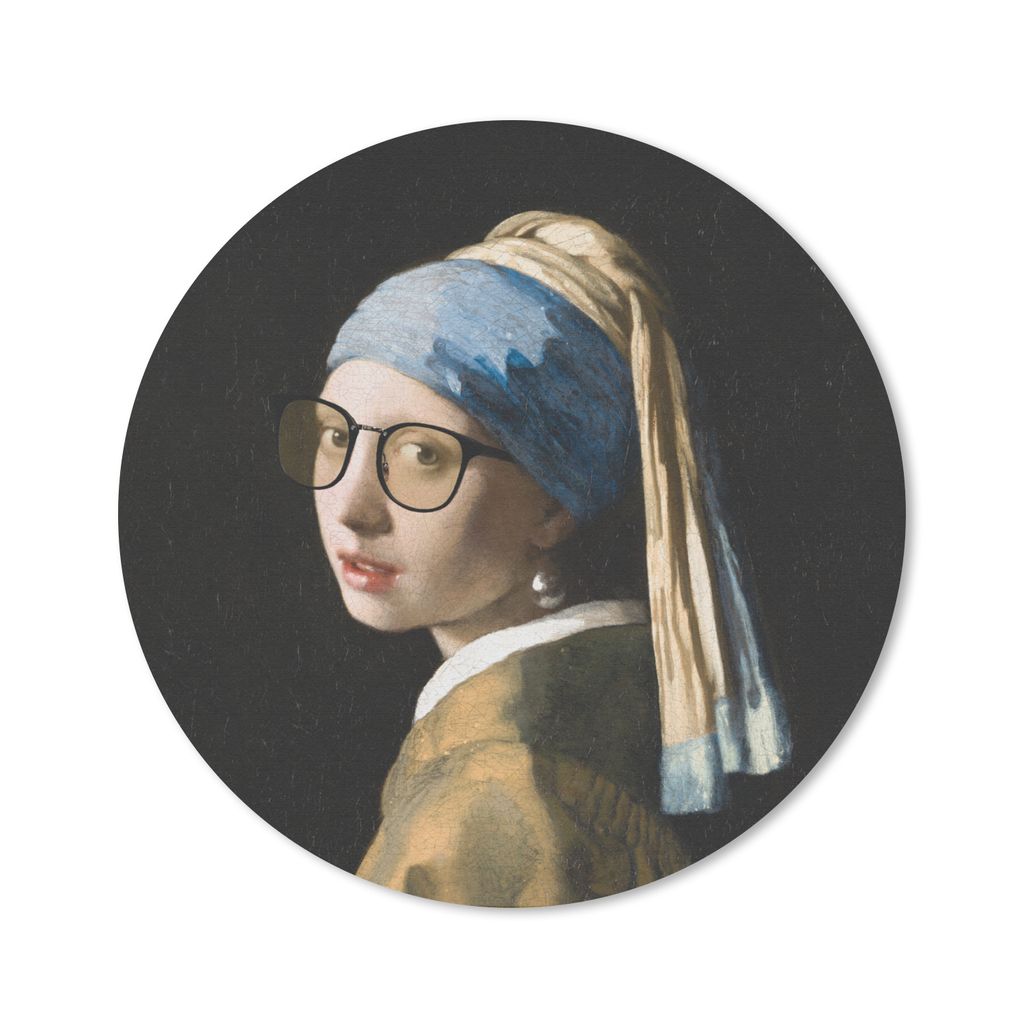 MuchoWow Mauspad Mousepad Das Mädchen mit dem Perlenohrring - Vermeer - Brillen 50x50 cm - Mousepads - Maus Mat - Pad - Mausunterlage - Vinyl