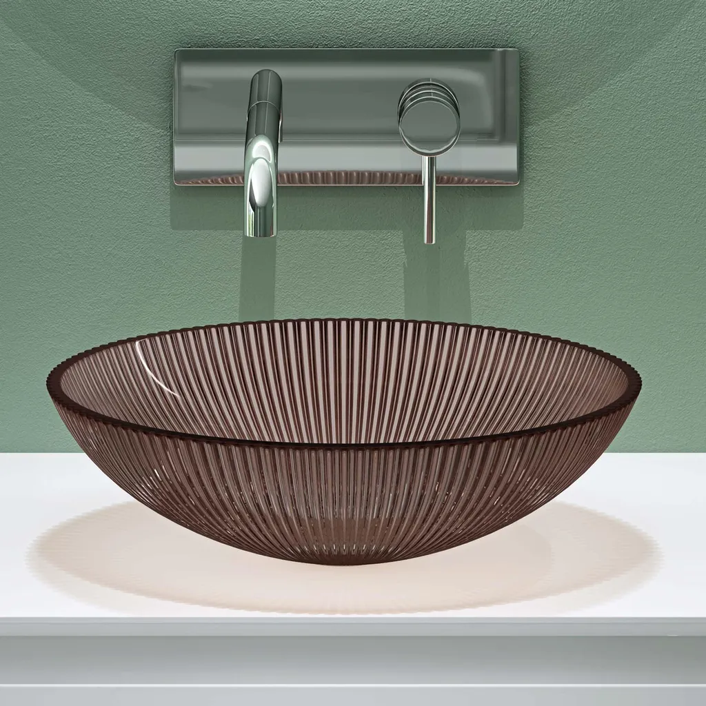 Lavabo in Vetro Minerva06: Eleganza Ovale 40x40 per il Tuo Bagno