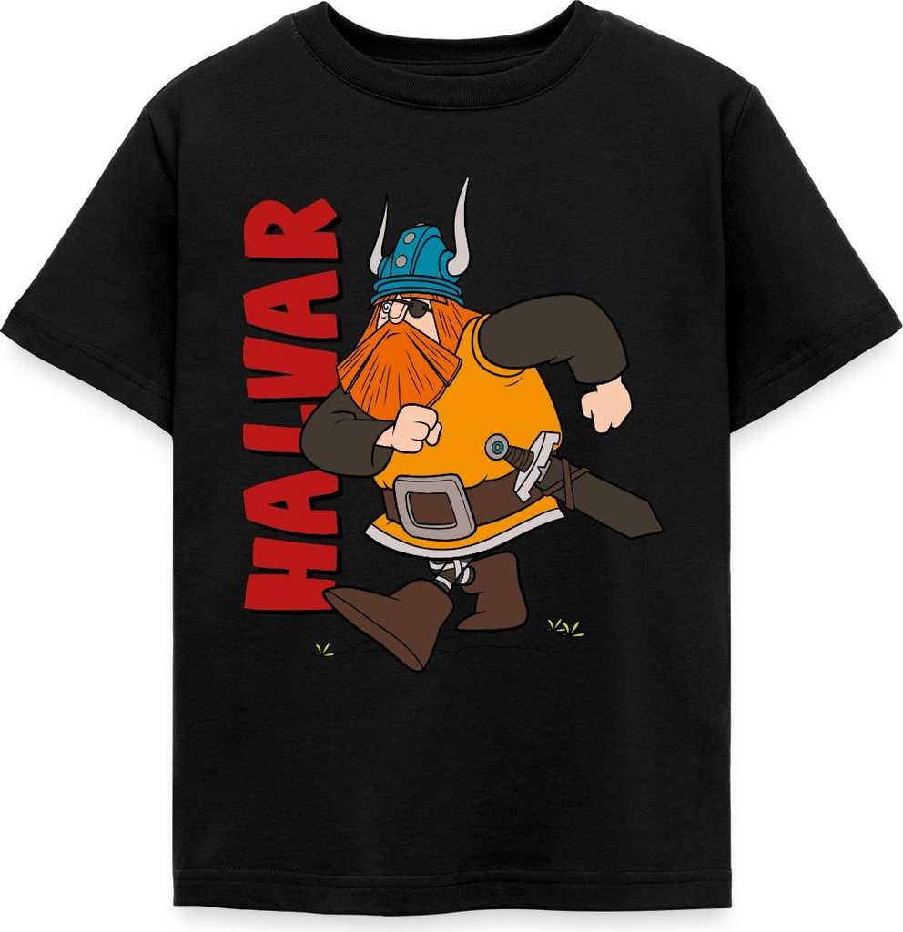 Spreadshirt Wickie Und Die Starken Männer Halvar Kinder T-Shirt, 98/104 (3-4 Jahre), Schwarz