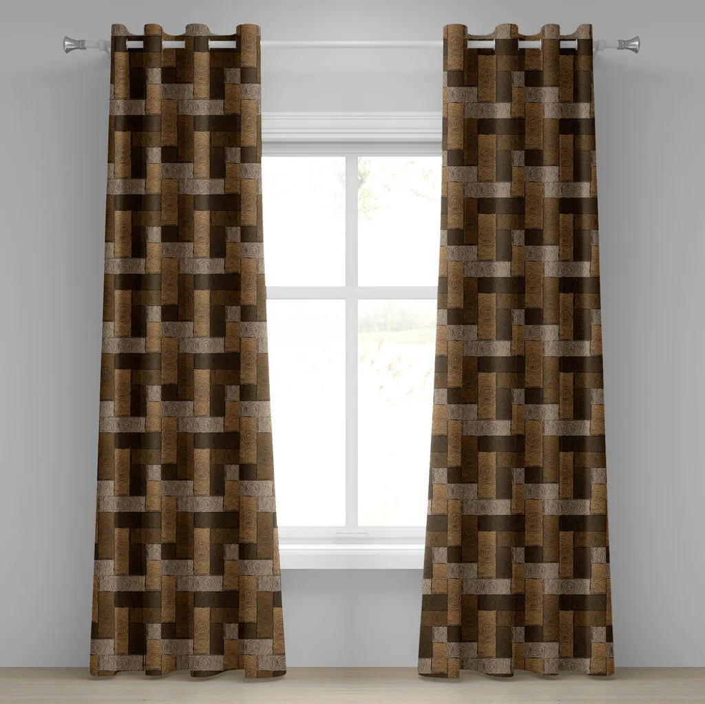Rideaux décoratifs à 2 panneaux Design Géométrique Bois 280x175