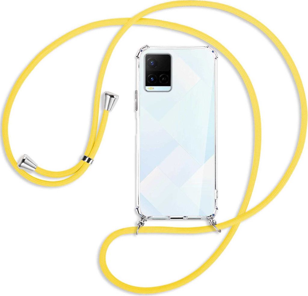 Handykette Backcover-Schutzhülle mit Band (Metall silberfarben) für vivo Y21s (6.51''), Y33s - gelb