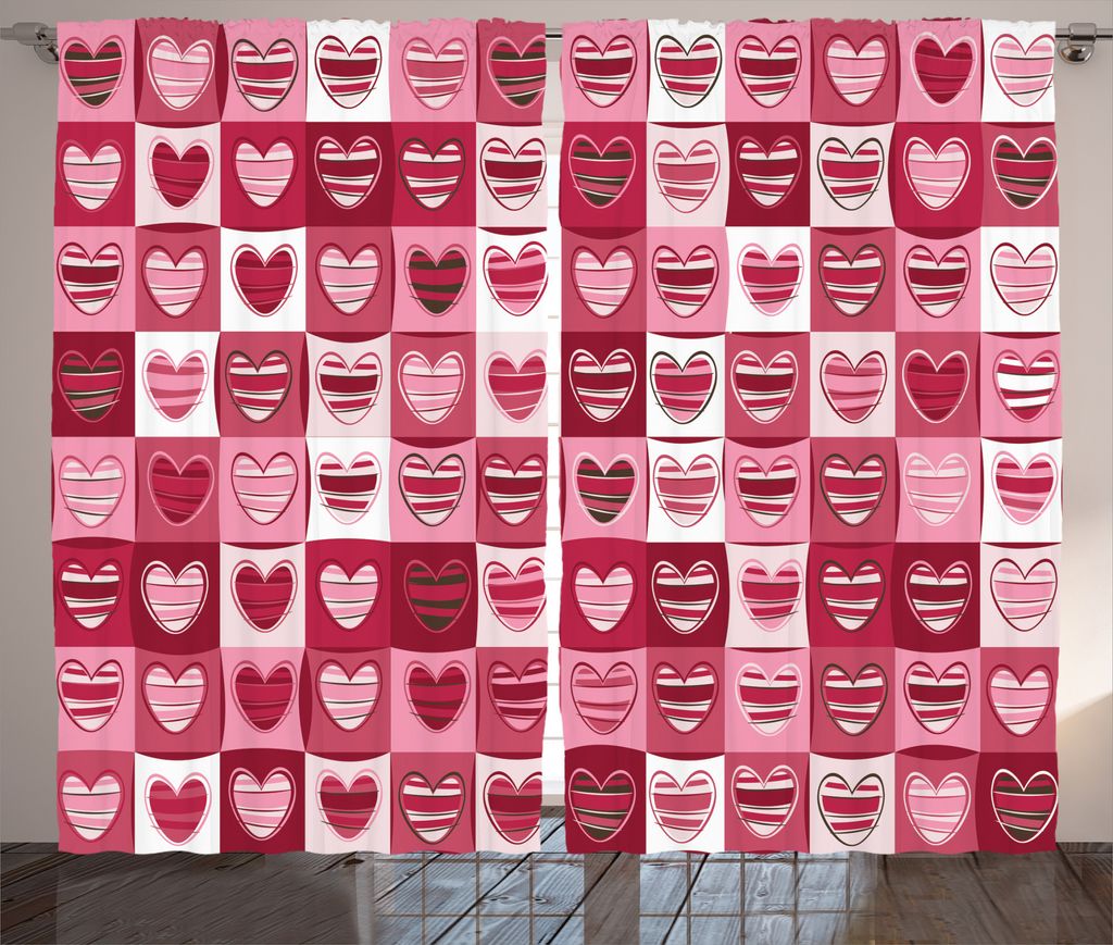 ABAKUHAUS rosa, Weiß, Rustikaler Gardine, Vintage Geometric, Schlafzimmer Kräuselband Vorhang mit Schlaufen und Haken, 280 x 175 cm, Getrocknete ...