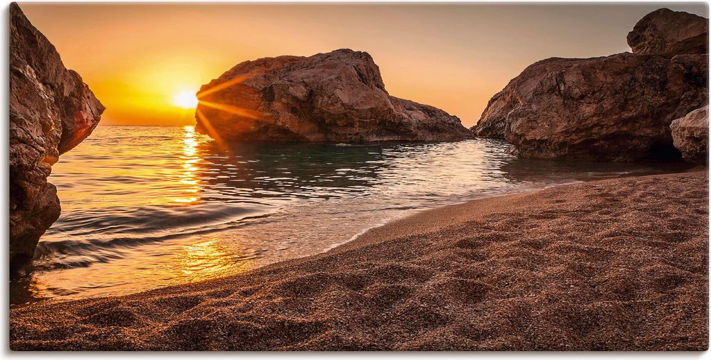 ARTland Leinwandbild Sonnenuntergang und Strand Größe: 40x20 cm