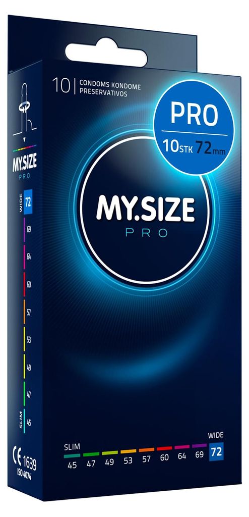 MY.SIZE PRO ELITE Kondome, Größe 8, 72 mm, schlanke Passform, 10 Stück – Extra reines Vytex-Latex, leicht zu öffnen