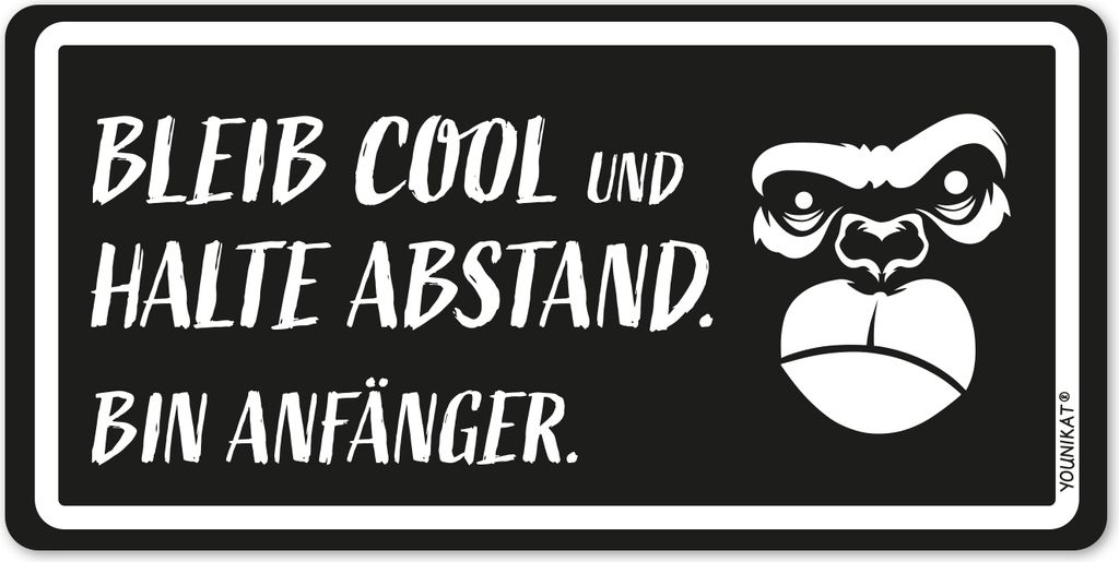 younikat Fahrzeug-Aufkleber Fahranfänger Gorilla I 20 x 10 cm I selbstklebende Folie mit UV-Schutzlaminat wetterfest I Auto KFZ Geschenk zum Führ...