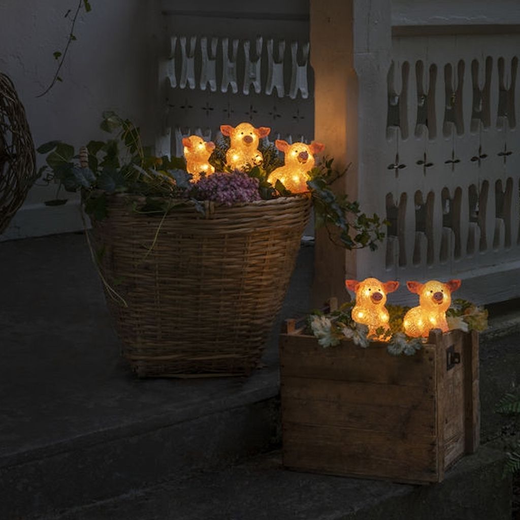 Konstsmide Weihnachtsbeleuchtung LED Acryl Schweine 5er Set