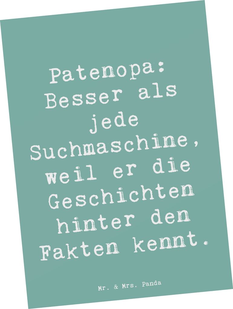 Mr. & Mrs. Panda Ansichtskarte Spruch Patenopa Geschichten Produktbild 