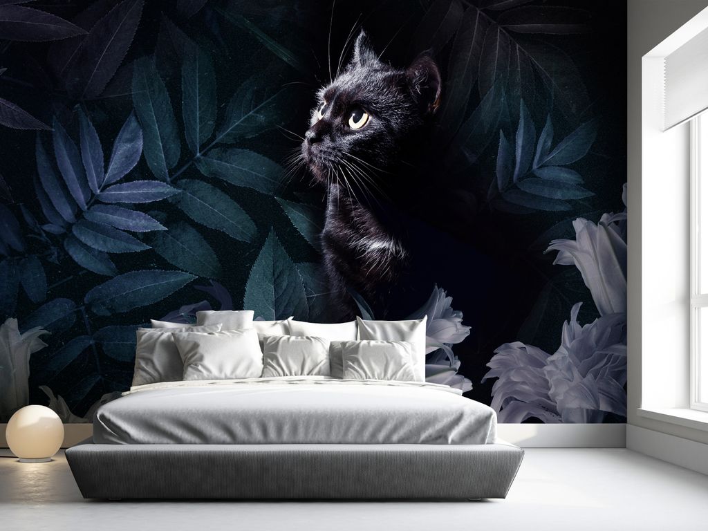 Vlies Fototapete Tier 400x280 cm Tapeten Wandtapete XXL Katze Blumen Natur Botanik g-C-10077-a-b