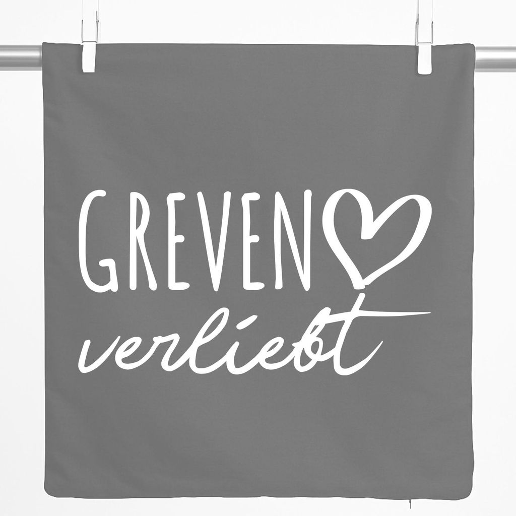 Huuraa Kissenbezug Greven verliebt 40x40cm Steel Grey Baumwolle Dekokissenbezug Geschenkidee