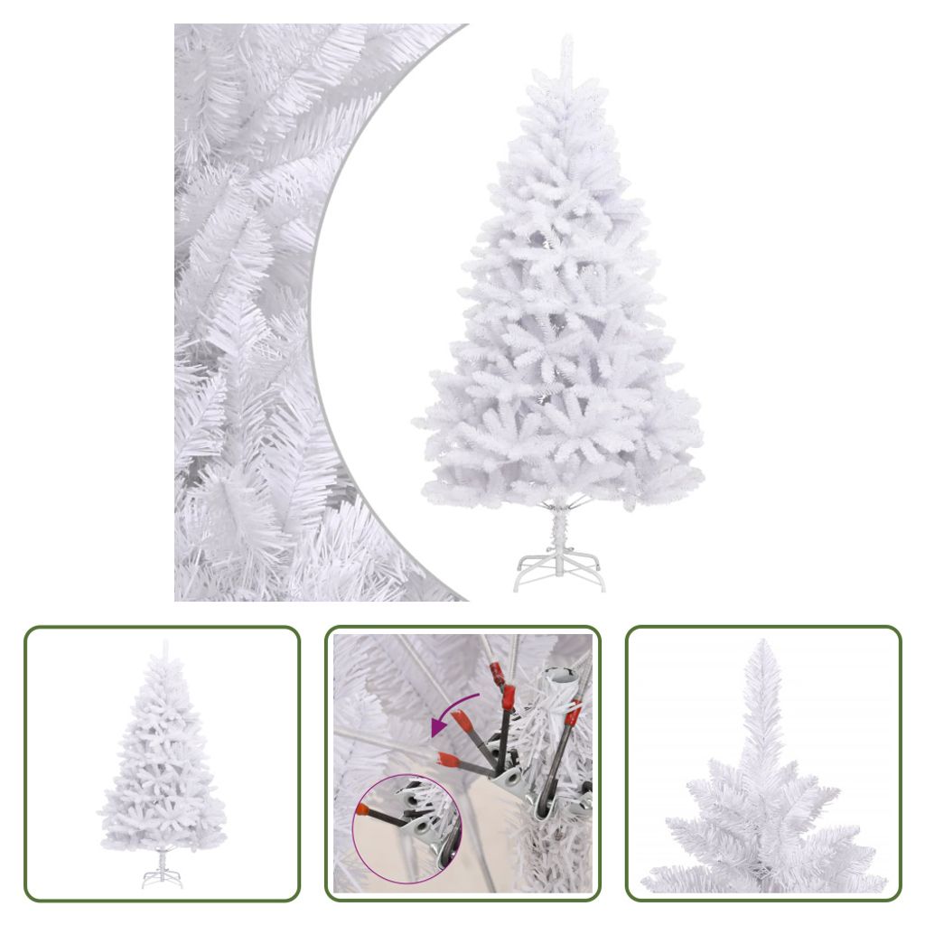 The Living Store Künstlicher Weihnachtsbaum Klappbar mit Ständer Weiß 270 cm